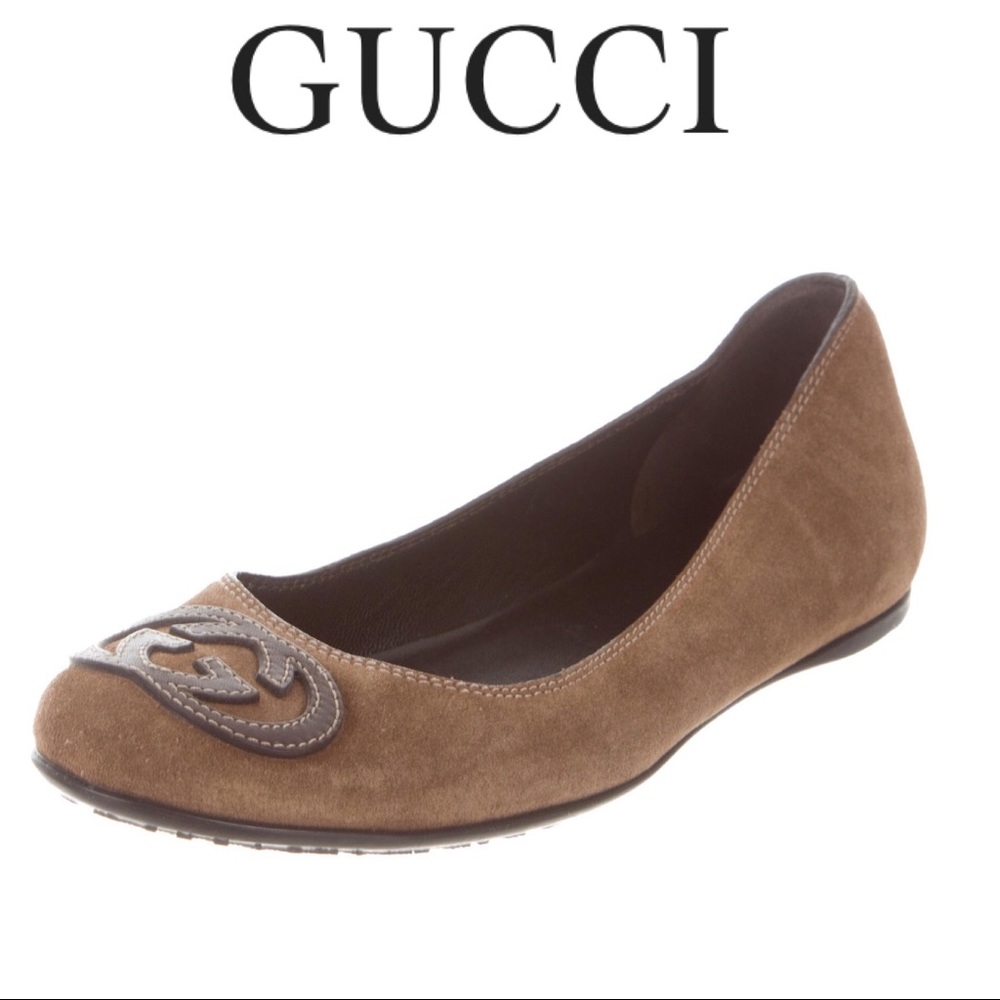 Gucci Women's Brown Suede Ballet Flats